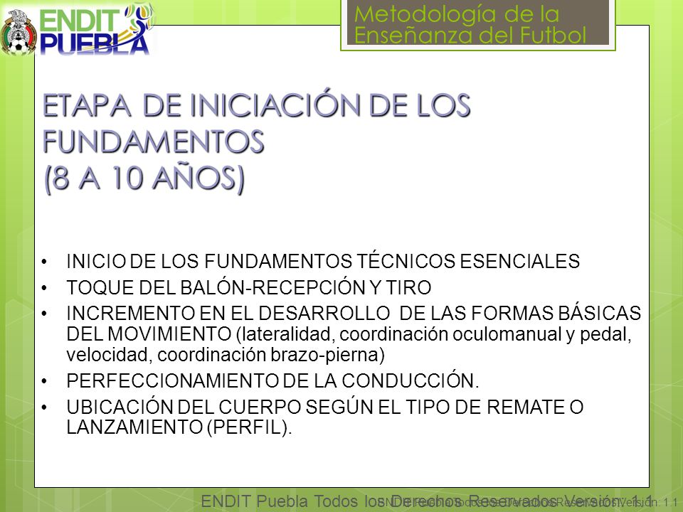 ETAPA DE INICIACIÓN DE LOS FUNDAMENTOS (8 A 10 AÑOS)