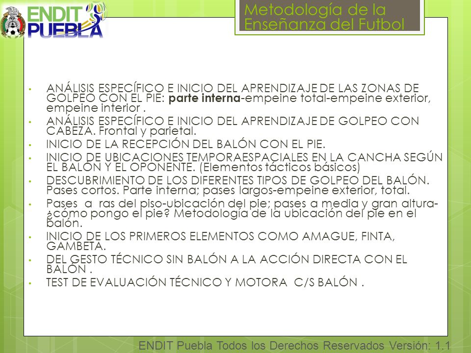 ANÁLISIS ESPECÍFICO E INICIO DEL APRENDIZAJE DE LAS ZONAS DE GOLPEO CON EL PIE: parte interna-empeine total-empeine exterior, empeine interior .