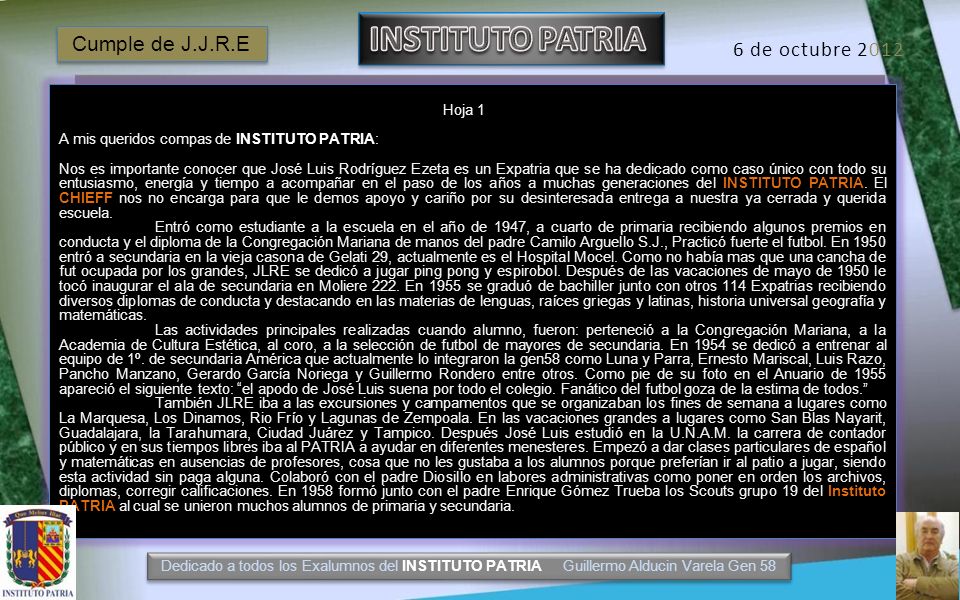 INSTITUTO PATRIA Cumple de J.J.R.E 6 de octubre 2012 Hoja 1