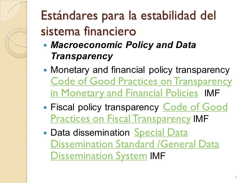 Estándares para la estabilidad del sistema financiero