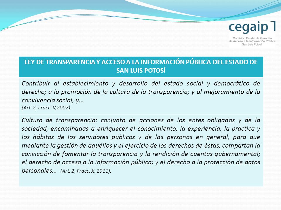 LEY DE TRANSPARENCIA Y ACCESO A LA INFORMACIÓN PÚBLICA DEL ESTADO DE SAN LUIS POTOSÍ