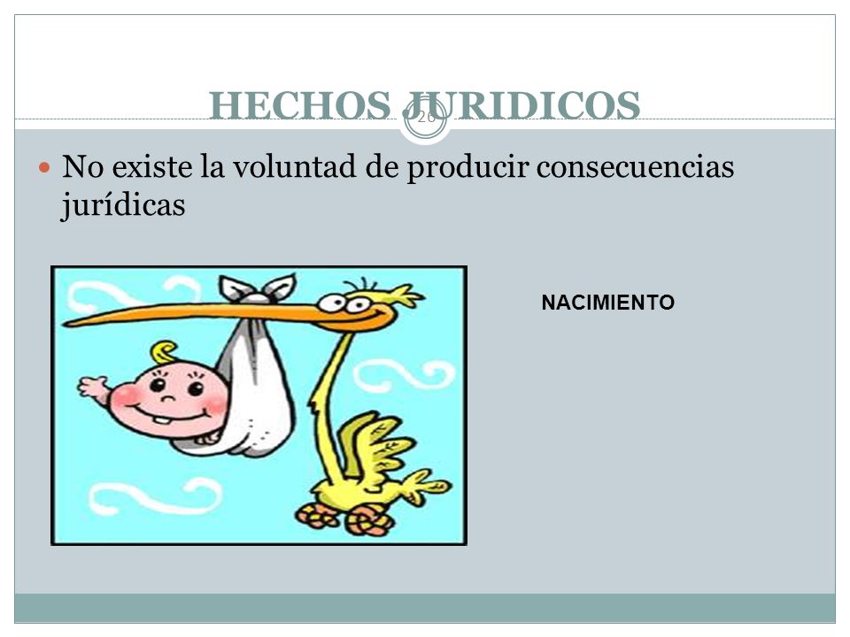 HECHOS JURIDICOS No existe la voluntad de producir consecuencias jurídicas NACIMIENTO