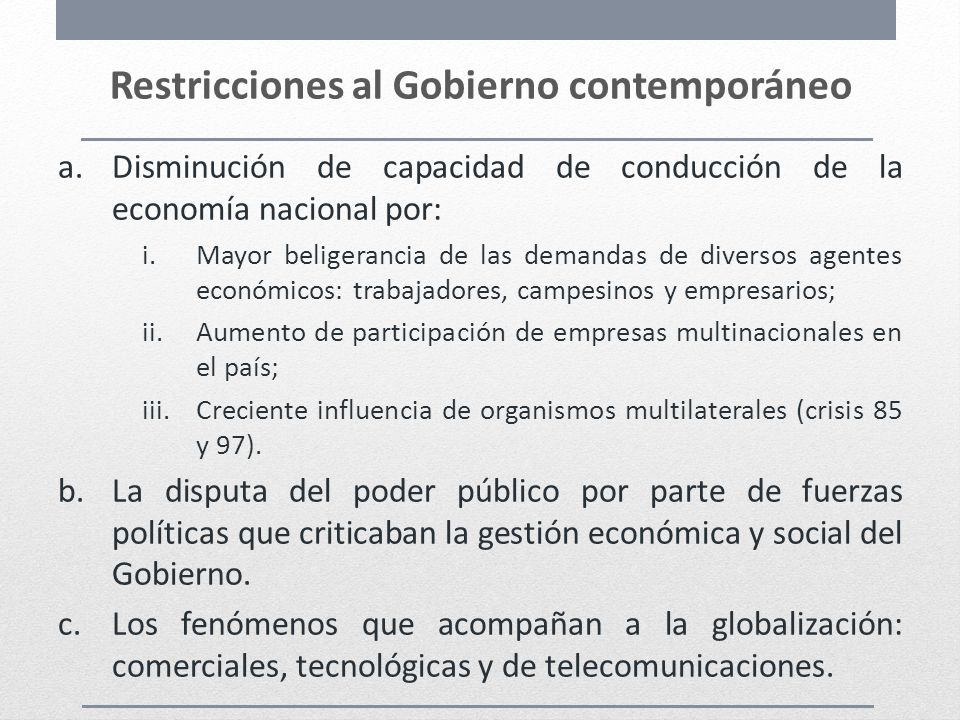 Restricciones al Gobierno contemporáneo