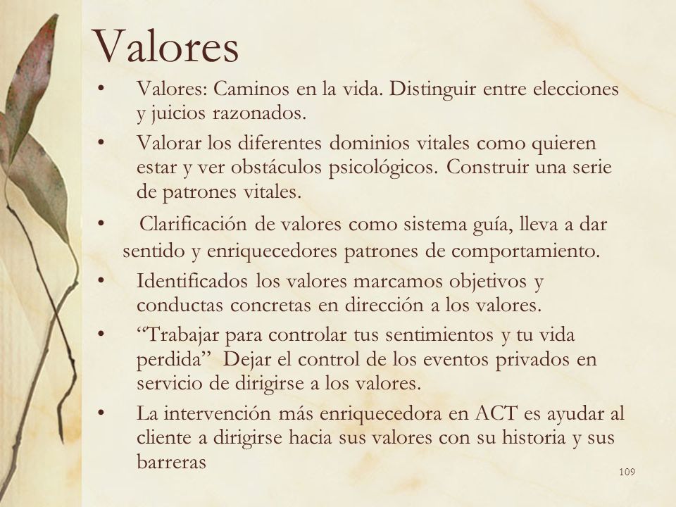Valores Valores: Caminos en la vida. Distinguir entre elecciones y juicios razonados.