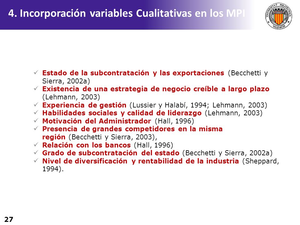 4. Incorporación variables Cualitativas en los MPI