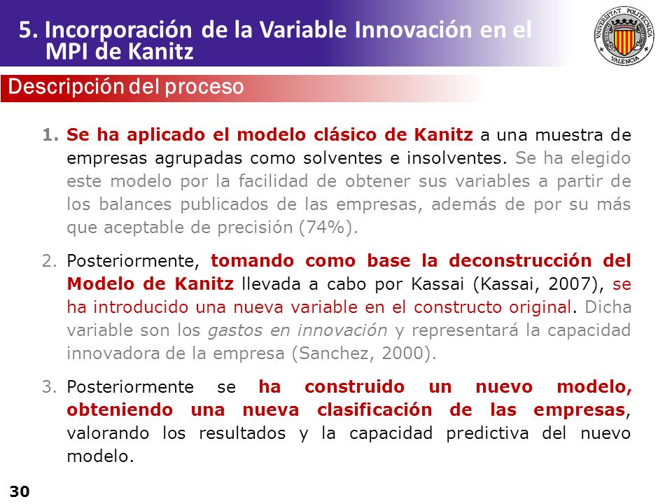5. Incorporación de la Variable Innovación en el MPI de Kanitz