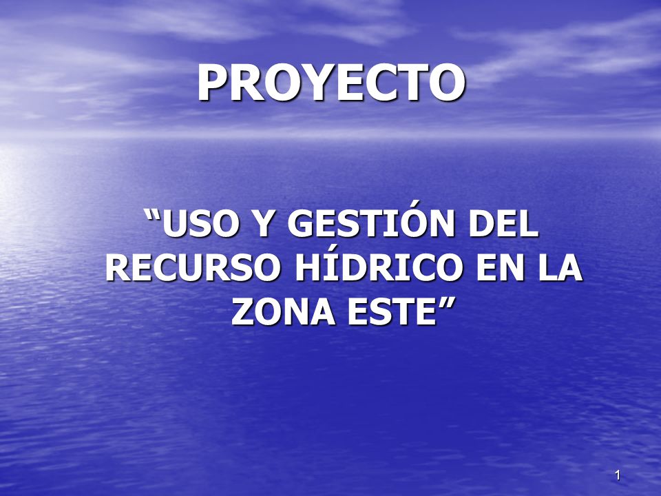 USO Y GESTIÓN DEL RECURSO HÍDRICO EN LA ZONA ESTE