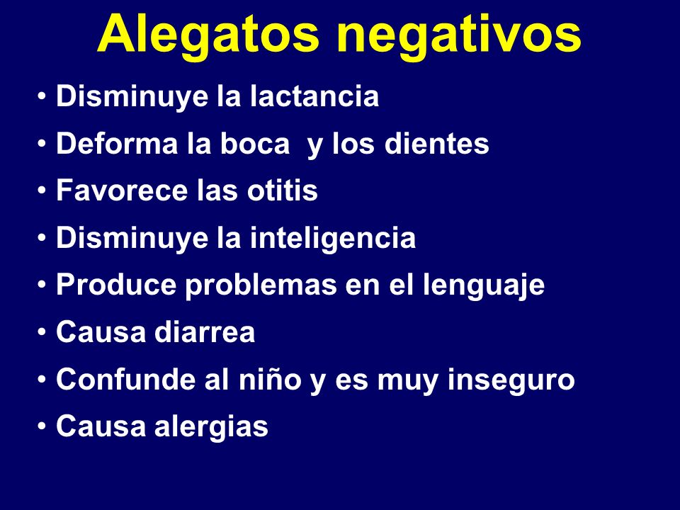 Alegatos negativos Disminuye la lactancia