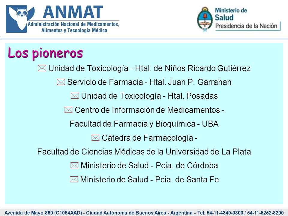 Los pioneros Unidad de Toxicología - Htal. de Niños Ricardo Gutiérrez