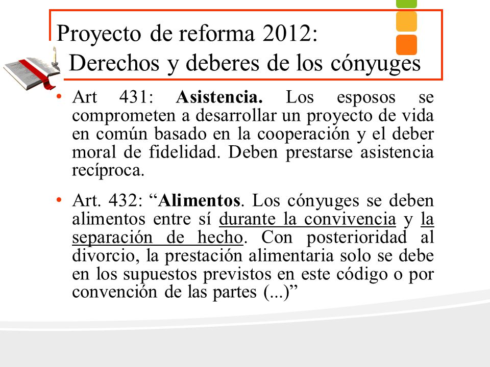 Proyecto de reforma 2012: Derechos y deberes de los cónyuges