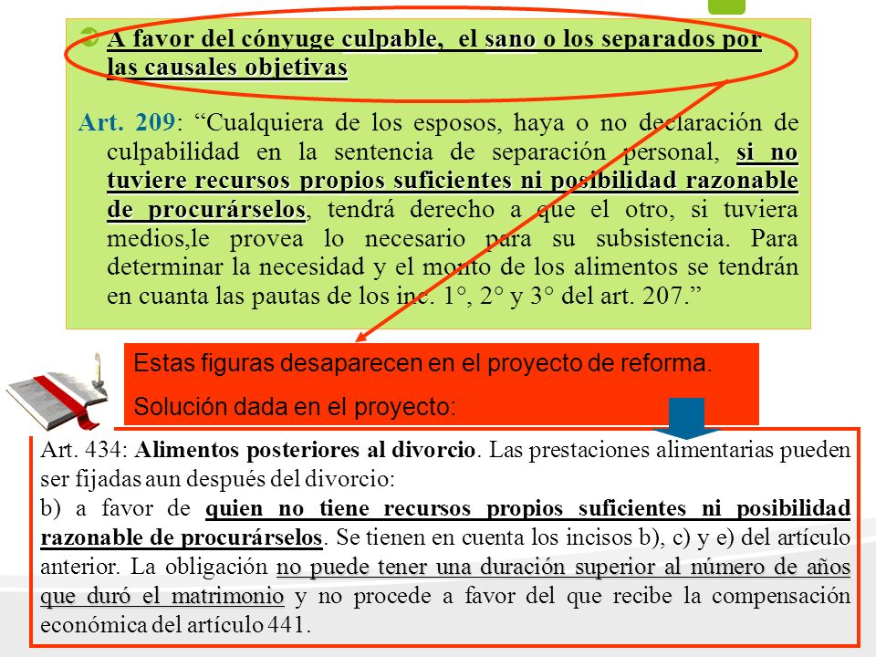 A favor del cónyuge culpable, el sano o los separados por las causales objetivas