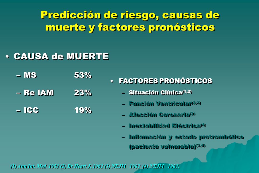 Predicción de riesgo, causas de muerte y factores pronósticos
