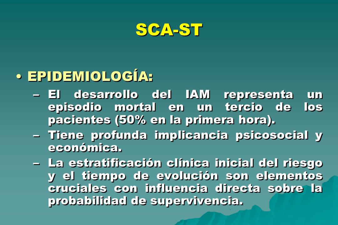 SCA-ST EPIDEMIOLOGÍA: