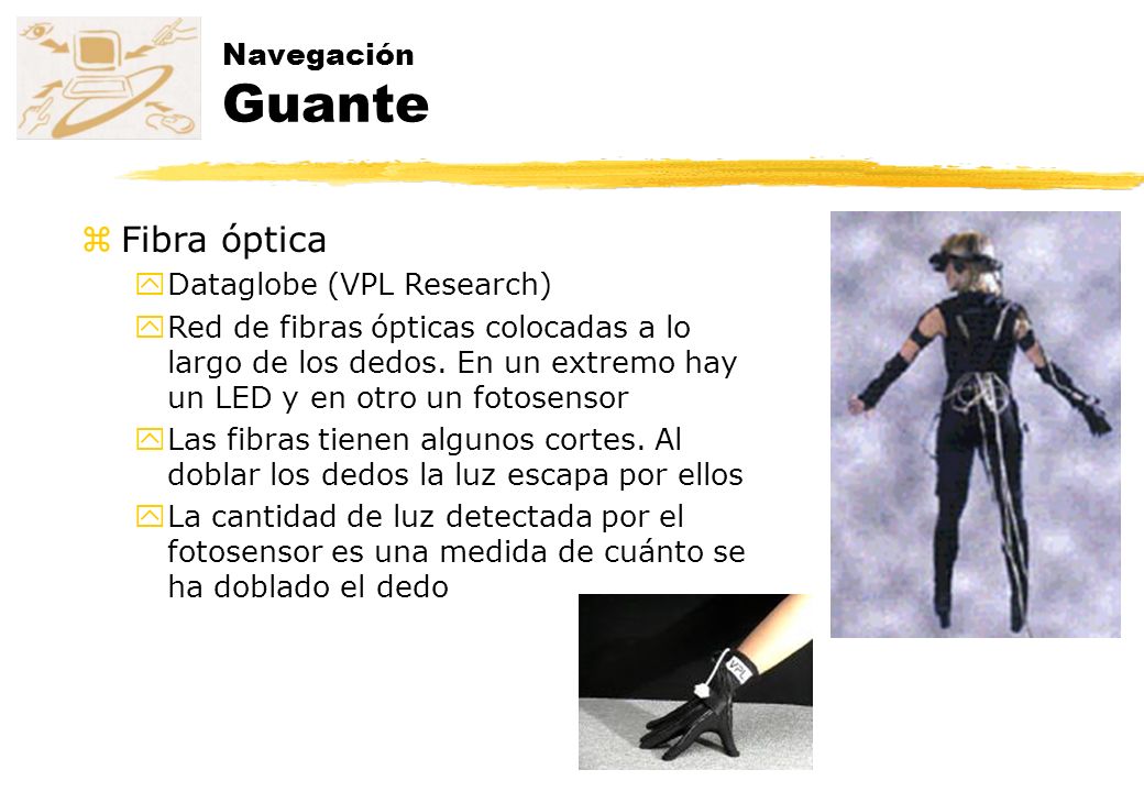 Fibra óptica Navegación Guante Dataglobe (VPL Research)