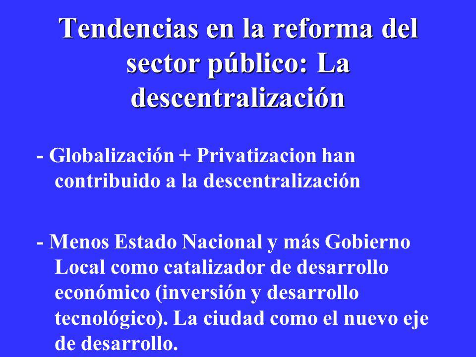 Tendencias en la reforma del sector público: La descentralización