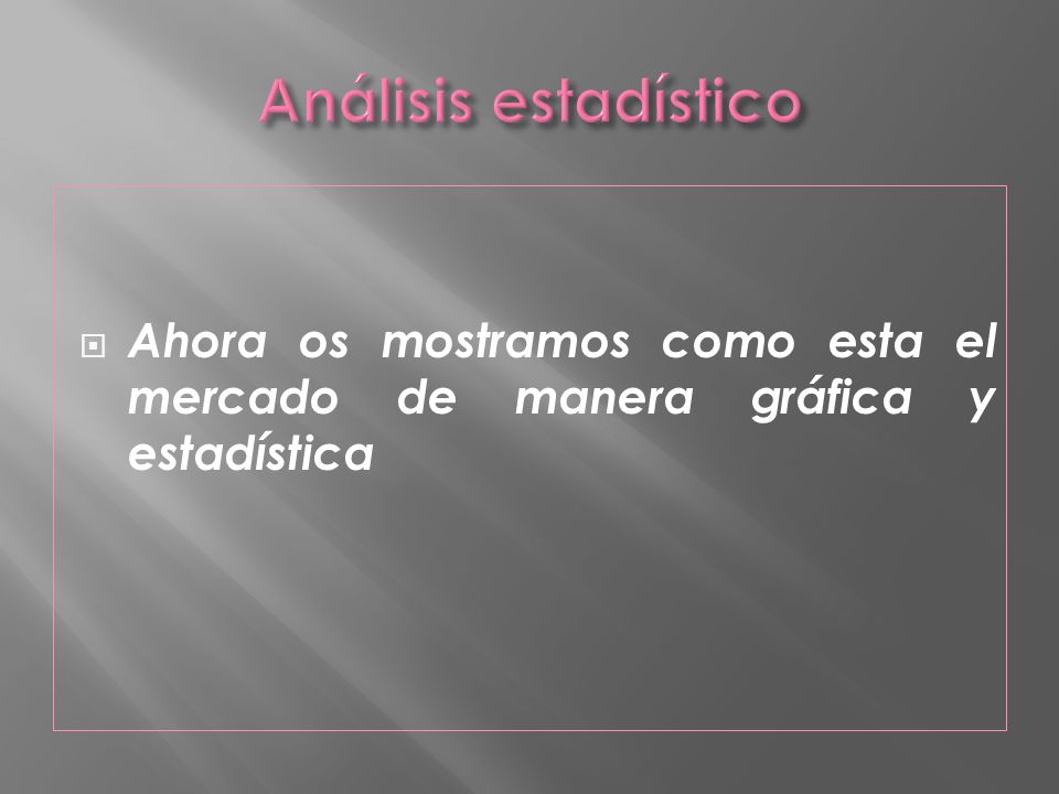 Análisis estadístico Ahora os mostramos como esta el mercado de manera gráfica y estadística