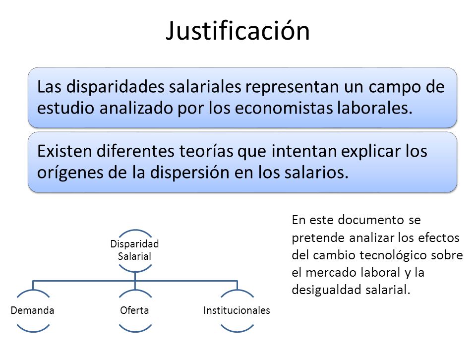 Justificación Las disparidades salariales representan un campo de estudio analizado por los economistas laborales.