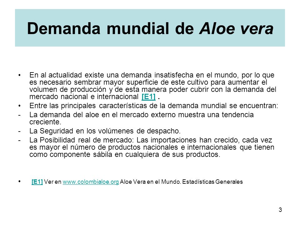 Demanda mundial de Aloe vera