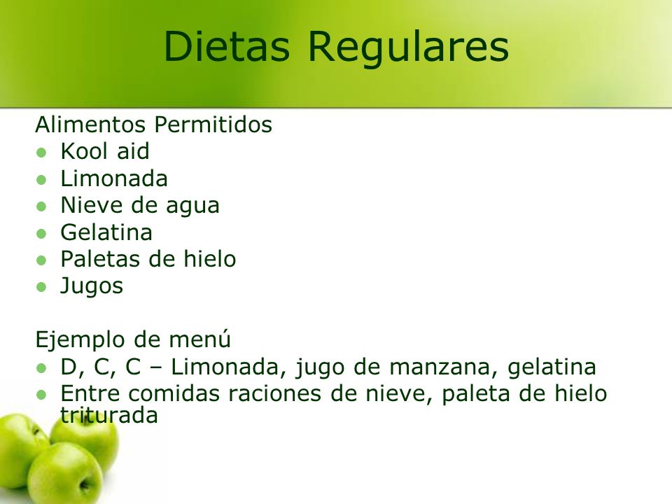 Dietas Regulares Alimentos Permitidos Kool aid Limonada Nieve de agua