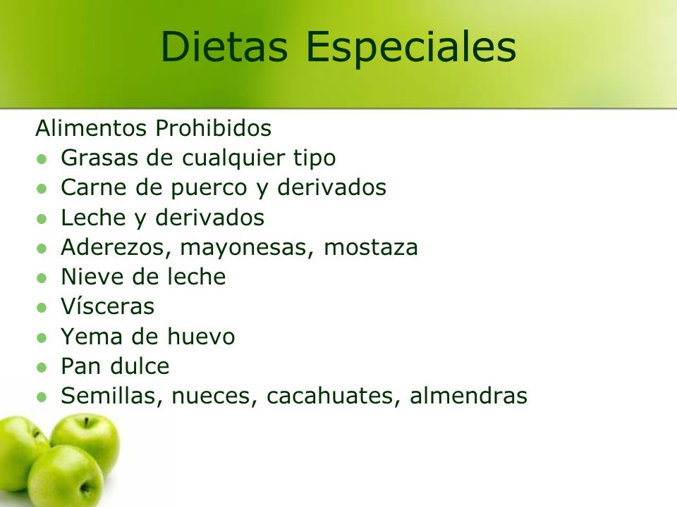 Dietas Especiales Alimentos Prohibidos Grasas de cualquier tipo