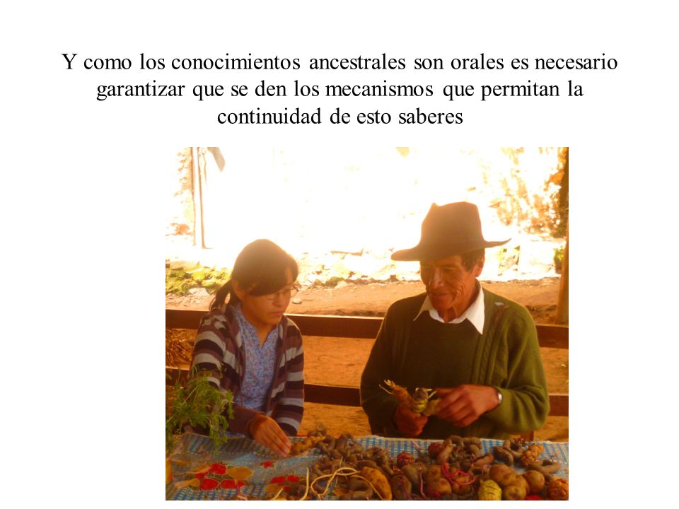 Y como los conocimientos ancestrales son orales es necesario garantizar que se den los mecanismos que permitan la continuidad de esto saberes