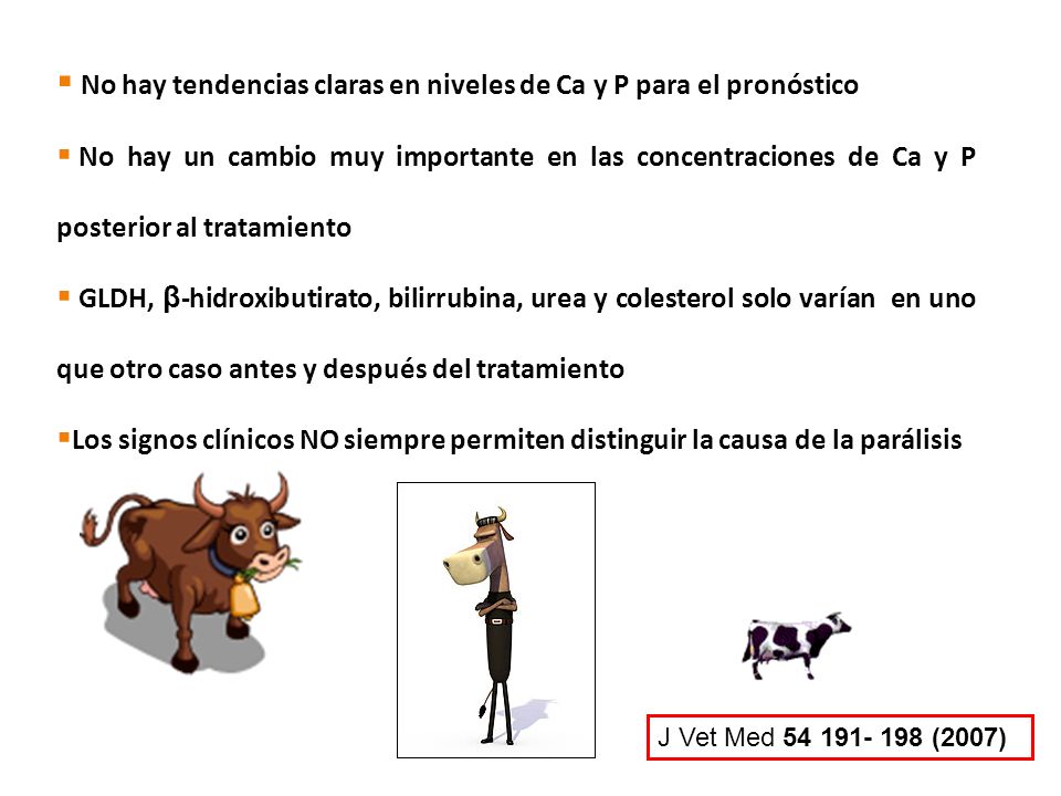 No hay tendencias claras en niveles de Ca y P para el pronóstico
