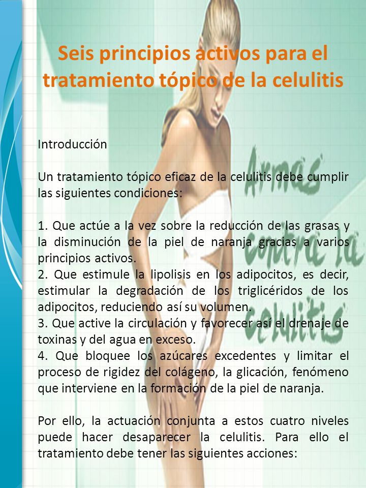 Seis principios activos para el tratamiento tópico de la celulitis