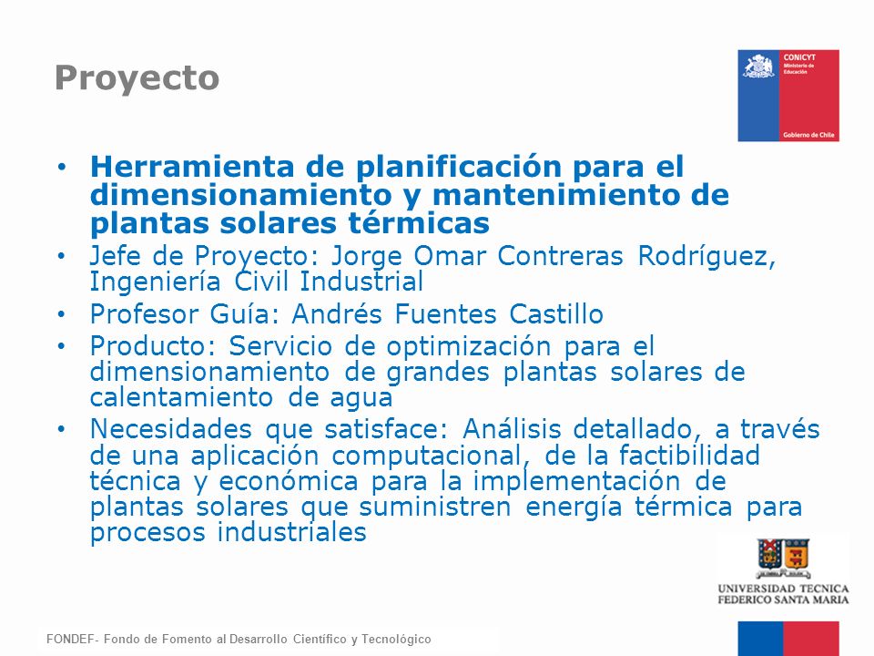 Proyecto Herramienta de planificación para el dimensionamiento y mantenimiento de plantas solares térmicas.
