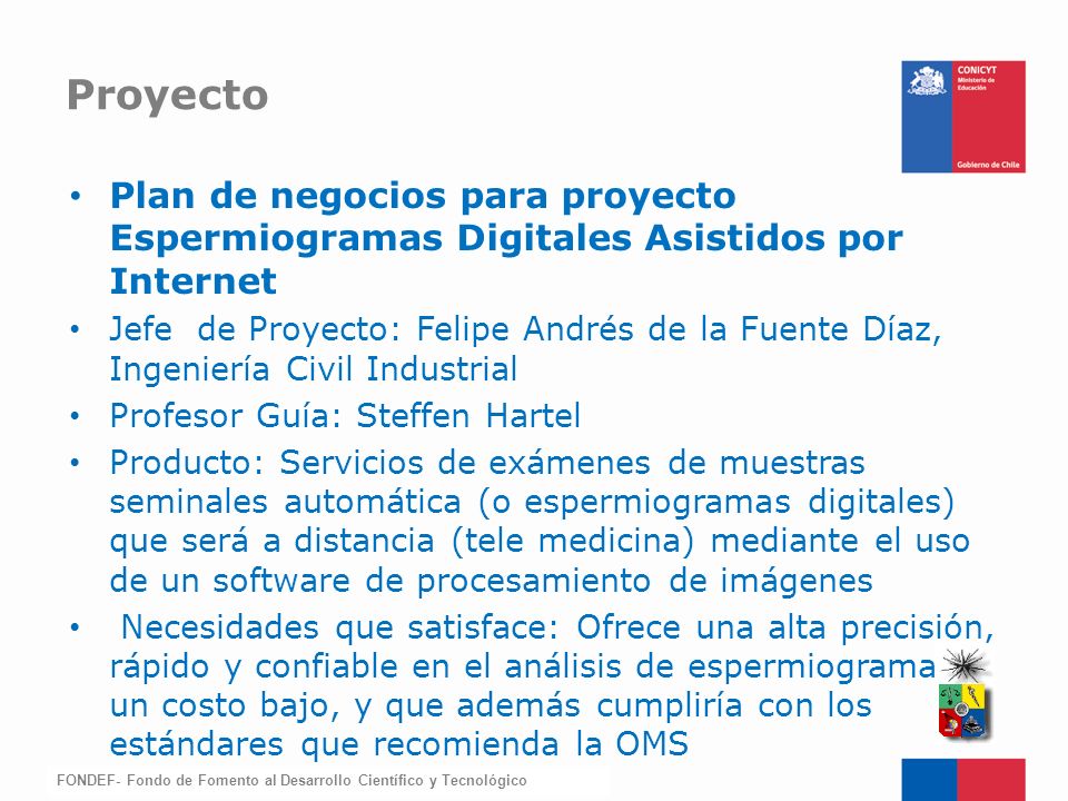 Proyecto Plan de negocios para proyecto Espermiogramas Digitales Asistidos por Internet.