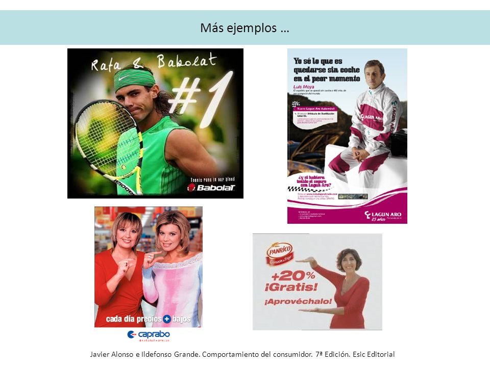 Más ejemplos … Javier Alonso e Ildefonso Grande. Comportamiento del consumidor.