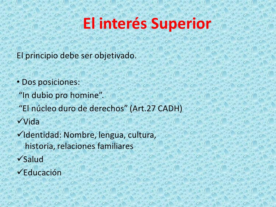 El interés Superior El principio debe ser objetivado. Dos posiciones: