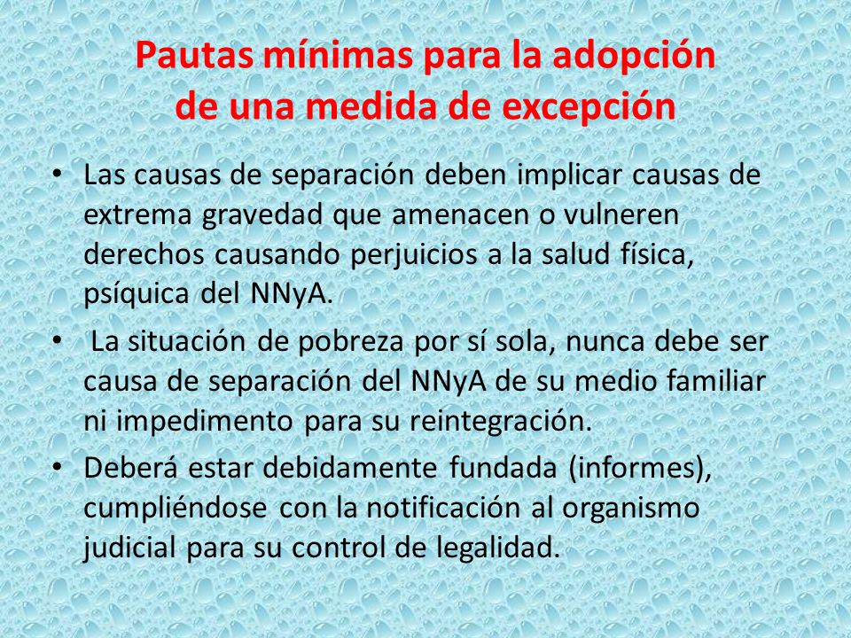 Pautas mínimas para la adopción de una medida de excepción