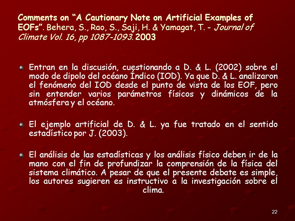 Comments on A Cautionary Note on Artificial Examples of EOFs