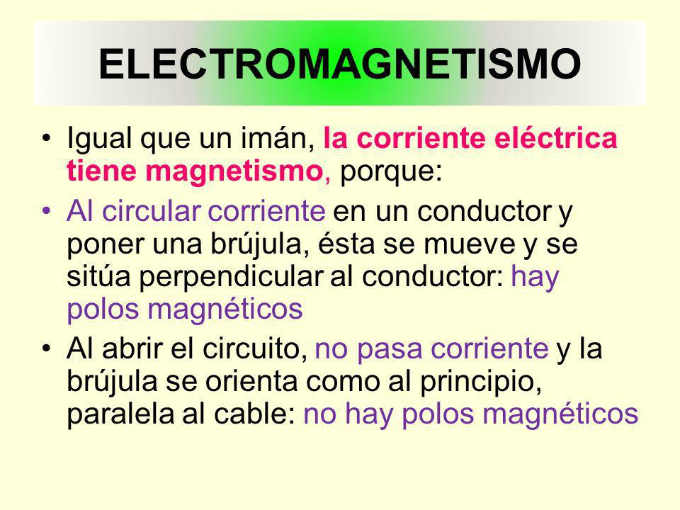 ELECTROMAGNETISMO Igual que un imán, la corriente eléctrica tiene magnetismo, porque: