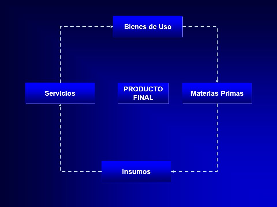 Bienes de Uso Servicios PRODUCTO FINAL Materias Primas Insumos