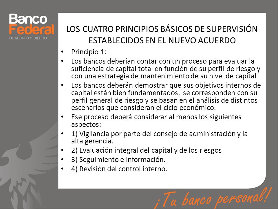 LOS CUATRO PRINCIPIOS BÁSICOS DE SUPERVISIÓN ESTABLECIDOS EN EL NUEVO ACUERDO