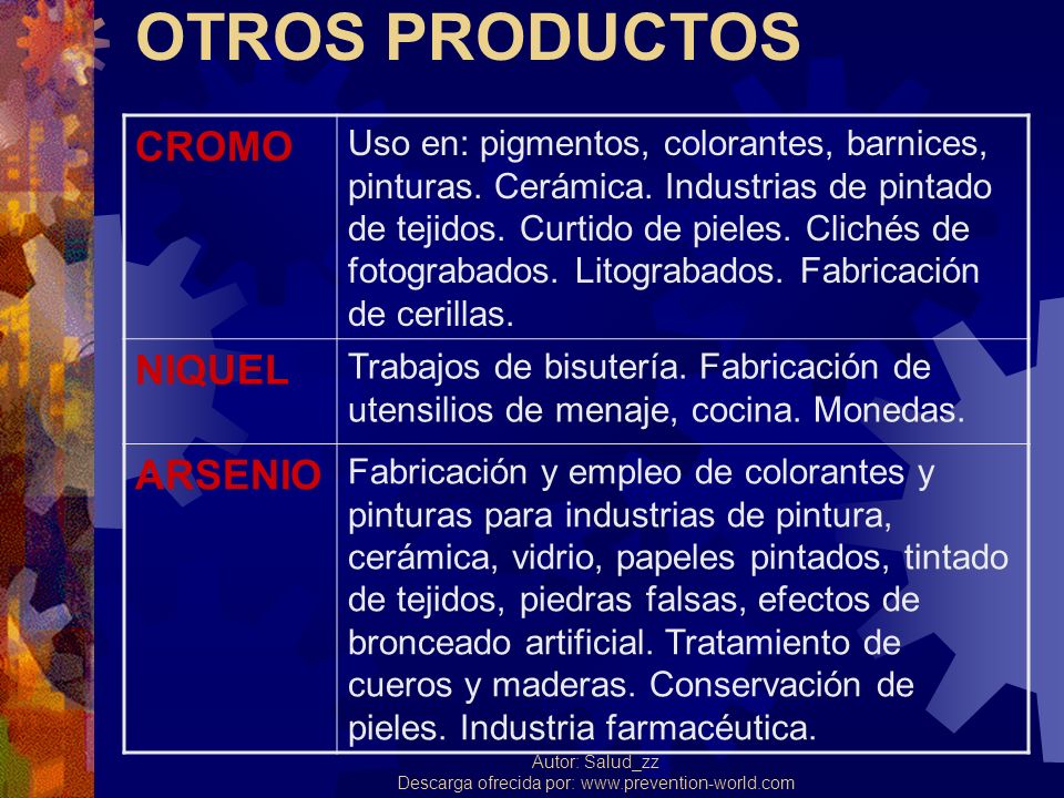 OTROS PRODUCTOS CROMO NIQUEL ARSENIO