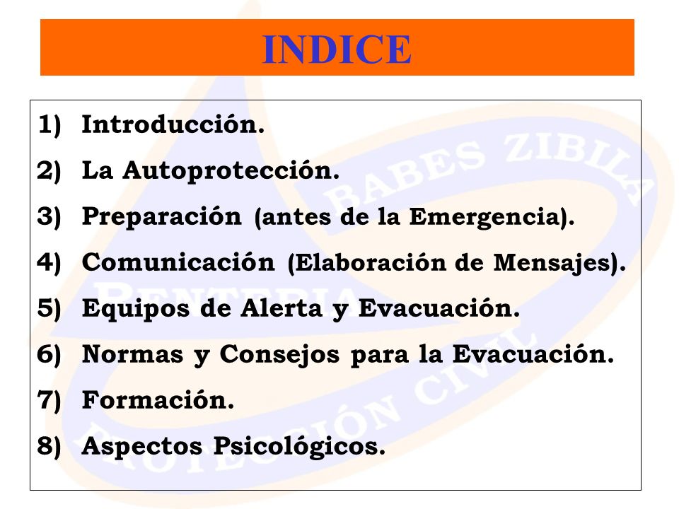 INDICE Introducción. La Autoprotección.