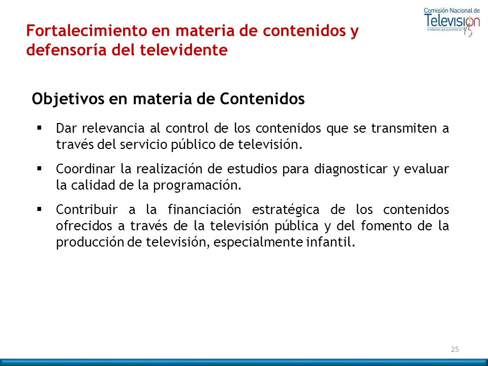 Fortalecimiento en materia de contenidos y defensoría del televidente