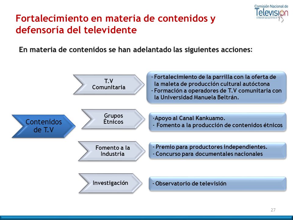 Fortalecimiento en materia de contenidos y defensoría del televidente
