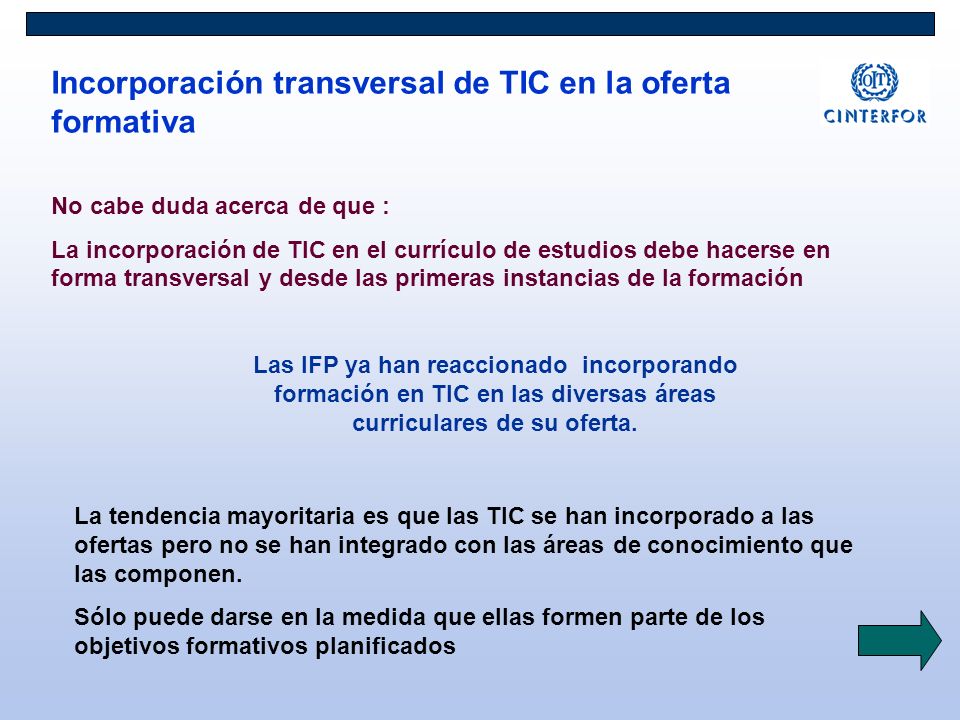 Incorporación transversal de TIC en la oferta formativa