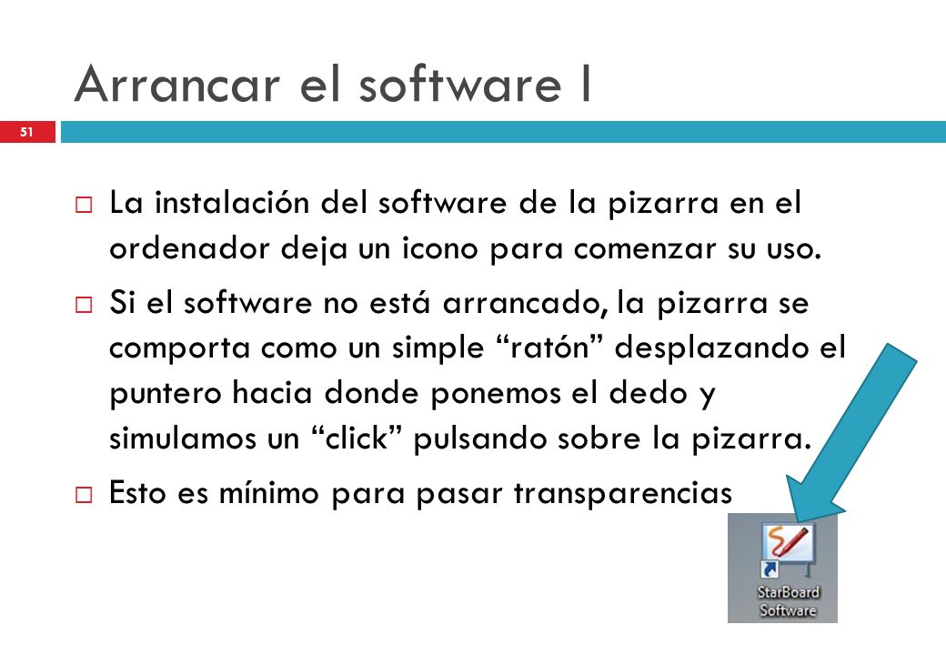 Arrancar el software I La instalación del software de la pizarra en el ordenador deja un icono para comenzar su uso.