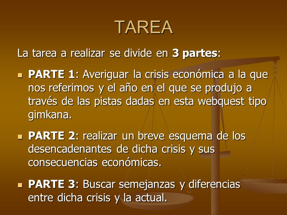 TAREA La tarea a realizar se divide en 3 partes: