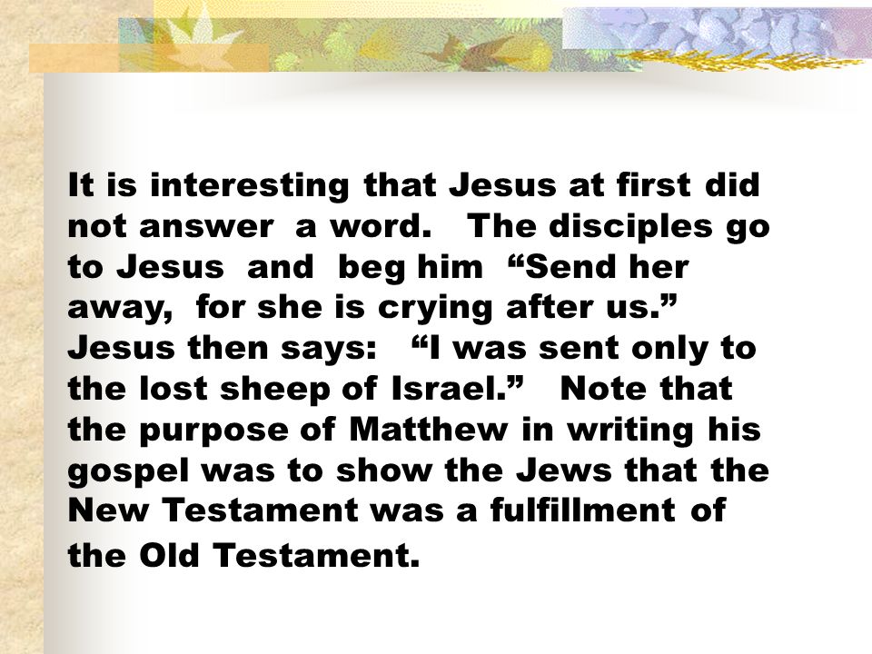 It is interesting that Jesus at first did not answer a word