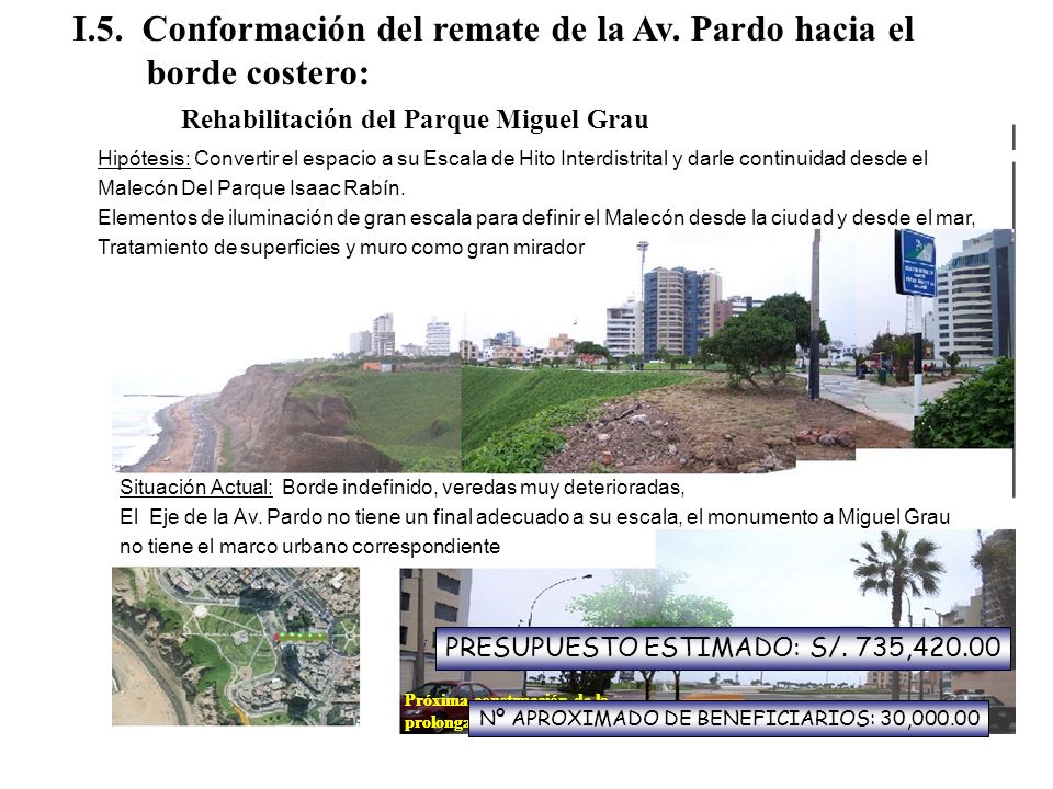 I.5. Conformación del remate de la Av. Pardo hacia el borde costero: