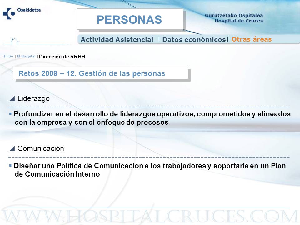 PERSONAS Retos 2009 – 12. Gestión de las personas Liderazgo