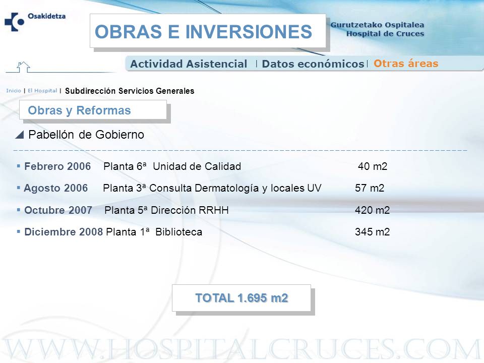 OBRAS E INVERSIONES Obras y Reformas Pabellón de Gobierno