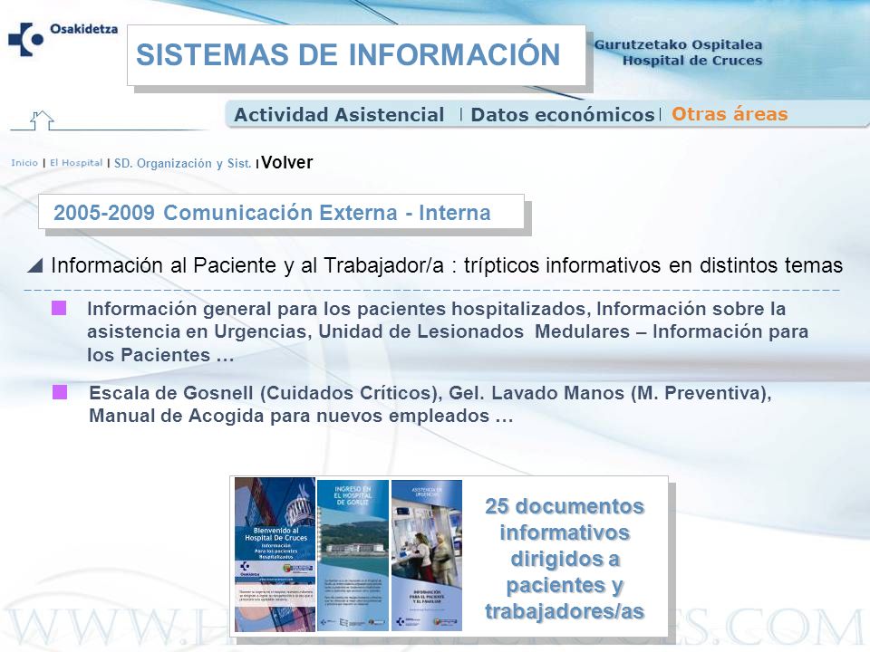 25 documentos informativos dirigidos a pacientes y trabajadores/as