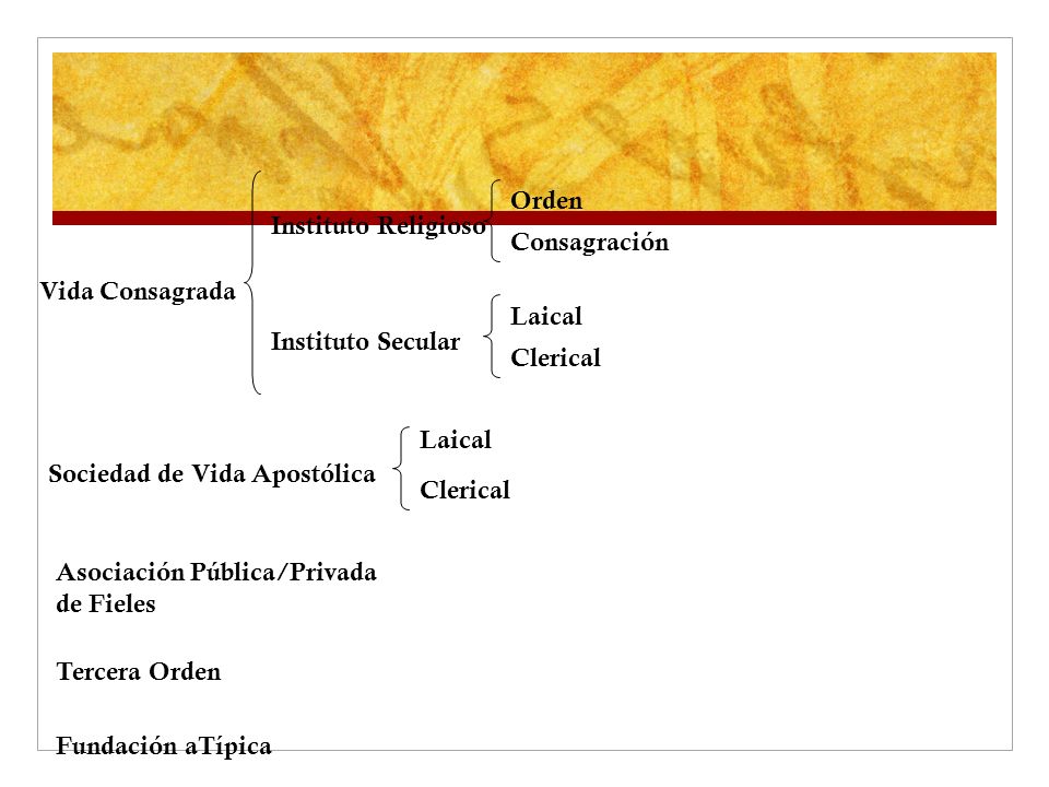 Orden Instituto Religioso. Consagración. Vida Consagrada. Laical. Instituto Secular. Clerical.