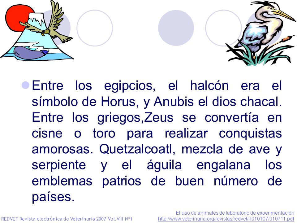 Entre los egipcios, el halcón era el símbolo de Horus, y Anubis el dios chacal. Entre los griegos,Zeus se convertía en cisne o toro para realizar conquistas amorosas. Quetzalcoatl, mezcla de ave y serpiente y el águila engalana los emblemas patrios de buen número de países.